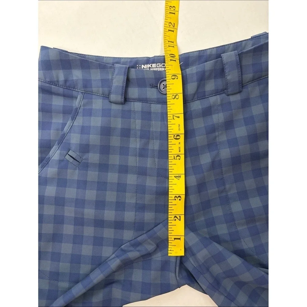 Nike Golf Tour Performance Dri-FIT Blue Check Plaid Golf Bermuda Shorts Womens 0